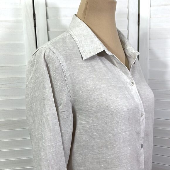 Sigrid Olsen 100% Linen Light Beige Long Sleeve Size Large - Picture 6 of 11